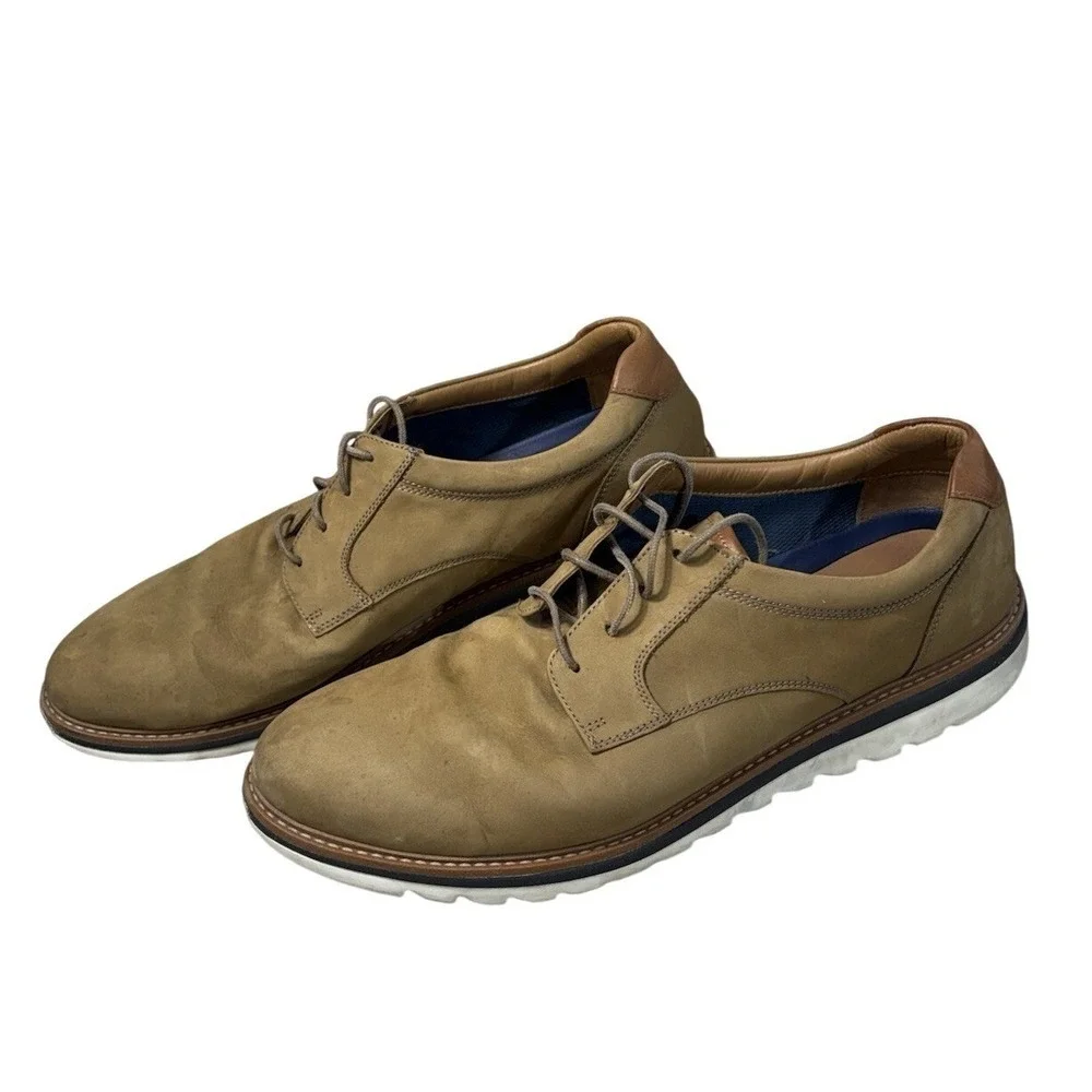 Johnston And Murphy's Men's 14 M Tan Nubuck Oxford Dress Shoes True Foam Comfort